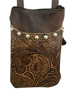 Brown Leaf Cell Phone Hip Bag