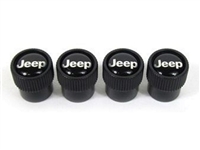 Wheel Valve Stem Caps Black W/ Jeep Logo - 82214622