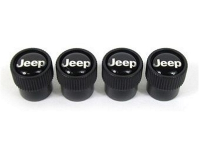 Wheel Valve Stem Caps Black W/ Jeep Logo - 82214622