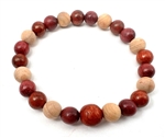 Dragon Blood Wood, Purpleheart and Cypress Beaded Bracelet Wrist Mala Prayer Beads