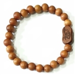 Jujube Wood Beaded Prayer Bracelet - Wrist Mala w/ Bodhidharma  and Where You Place Your Will Mantra - Prayer.