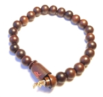 Jujube Wood Beaded Prayer Bracelet - Wrist Mala w/ Om Symbol and Hidden Kuan Yin.