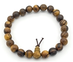 Tiger Aloeswood Beaded Bracelet Wrist Mala Prayer Beads, Buddhist Mala