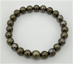 Pyrite Stretchy Beaded Bracelet - Wrist Mala Prayer Beads - 8mm