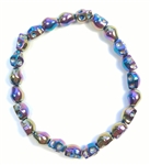 Skull Rainbow Hematite Stretchy Beaded Bracelet - Wrist Mala Prayer Beads