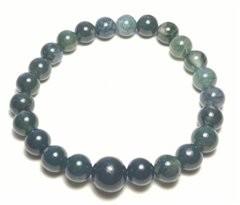 Moss Agate Beaded Bracelet - Wrist Mala Prayer Beads 8mm