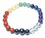 Real Gemstone Chakra Beaded Bracelet - Wrist Mala Prayer Beads 8mm
