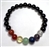 Real Gemstone Black Obsidian Chakra Beaded Bracelet - Wrist Mala Prayer Beads 8mm