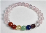 Real Gemstone Rose Quartz Chakra Beaded Bracelet - Wrist Mala Prayer Beads 8mm