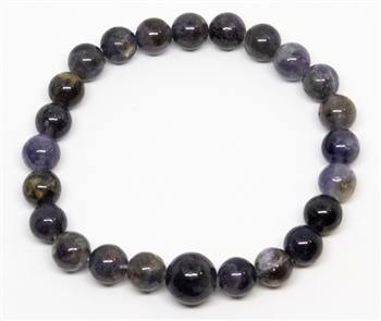 Iolite Stretchy Beaded Bracelet - Wrist Mala Prayer Beads - 8mm