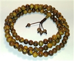 Tiger Aloeswood 108 Bead Mala, Zen Buddhist Mala, Prayer Beads - 8mm