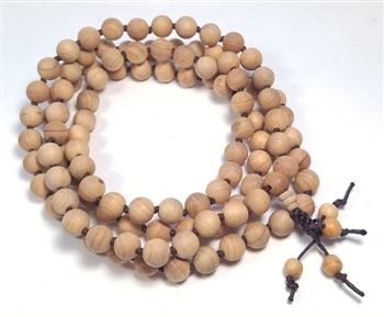 Cypress Wood Knotted 108 Bead Mala, HIndu Mala, Yoga Mala, Prayer Beads