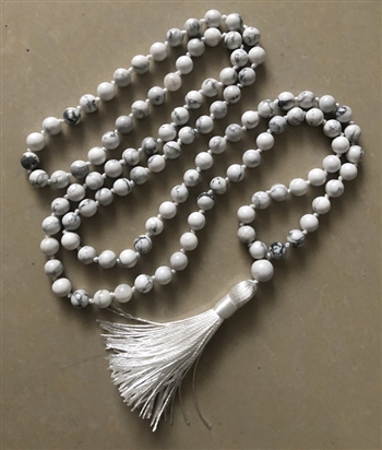 Howlite Knotted 108 Mala Prayer Beads
