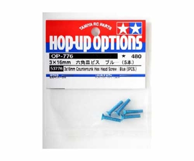 Tamiya 3x16mm Countersunk Hex Head Screw Blue 5pcs 53776
