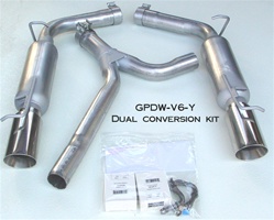 GPDW-V6-Y 2005-10 Dodge/Chrysler 2.7L & 3.5L resonated dual conversion kit w/DW tips