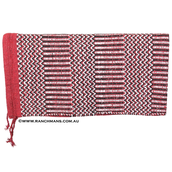 Double Weave Navajo Cowboy Saddle Blanket 32"x64"-Burgundy