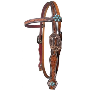Showman® Floral Tooled Browband Headstall