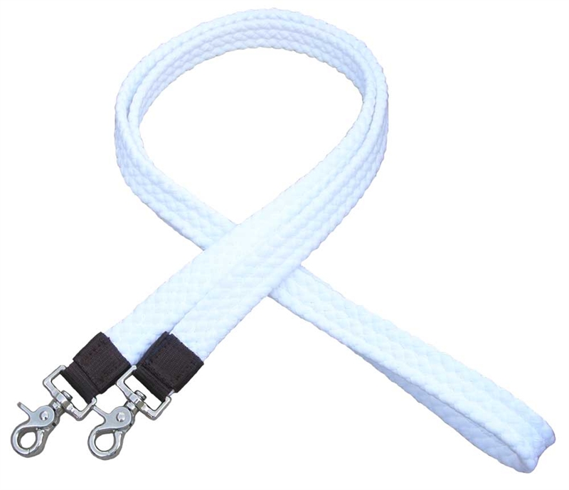 1" Flat Braided 100% Cotton Roping Reins -White