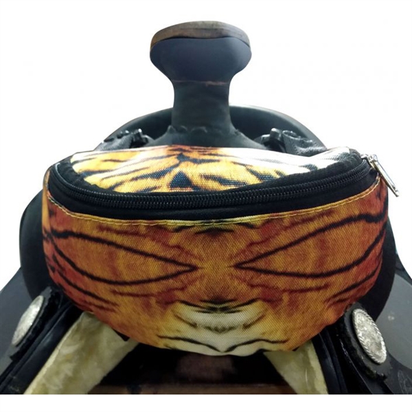 Showman® Nylon Insulated Saddle Pouch - Tiger Print