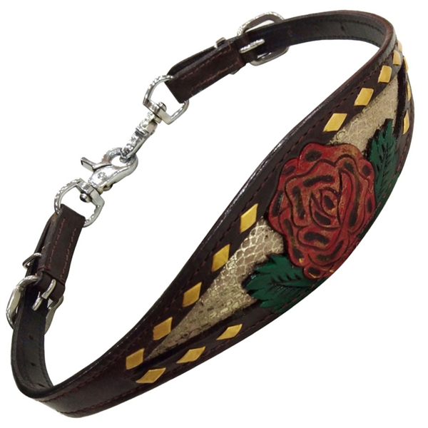 Showman® Gold Snake Inlay & Rose Breast Collar Wither Strap