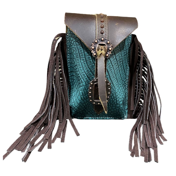 Showman® Turquoise Gator Rear Flank Cinch Bag