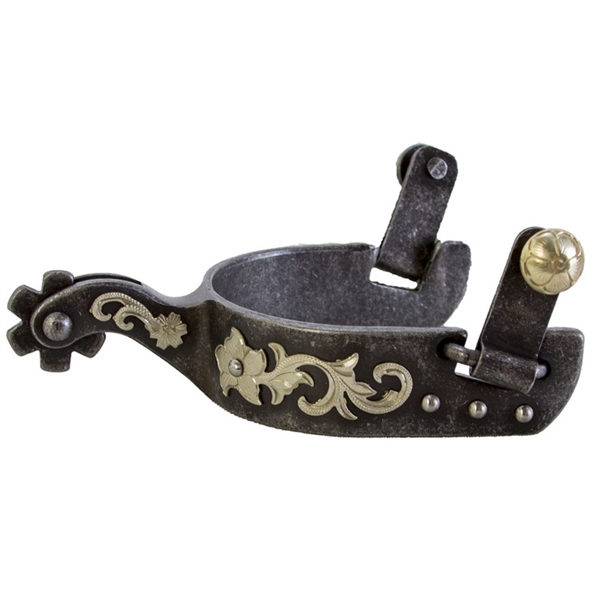 Ranchmans Aged Steel Floral & Dot Spurs - Ladies