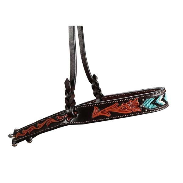 Lakota Dark Brown Beaded Inlay Tie Down Noseband