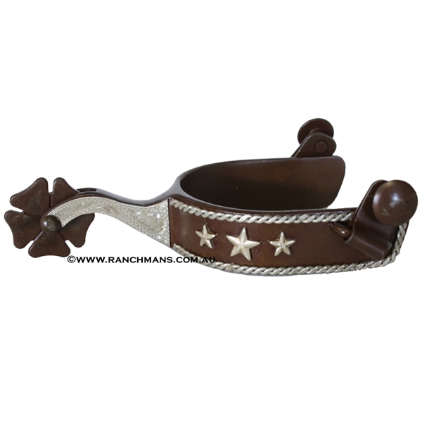 Ranchmans Mens Antique Brown Tri Star Spurs