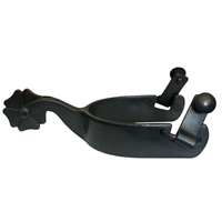 Cowboy Tack® Mens Black Satin Cowhand Spurs w/Cloverleaf Rowels