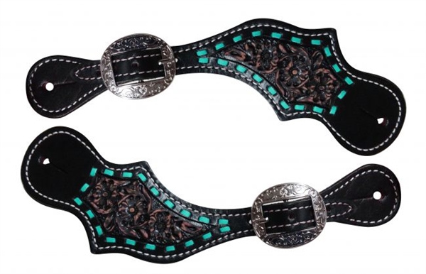 Showman® Ladie's Teal Buckstitch Spur Straps