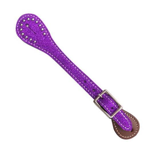 Showman® Youth Purple Glitter Leather Spur Straps