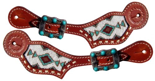 Showman® Ladies Turquoise Beaded Spur Straps