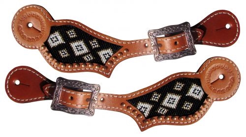 Showman® Ladies Beaded Inlay Spur Straps