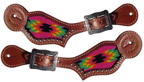 Showman® Ladies Navajo Beaded Inlay Spur Straps