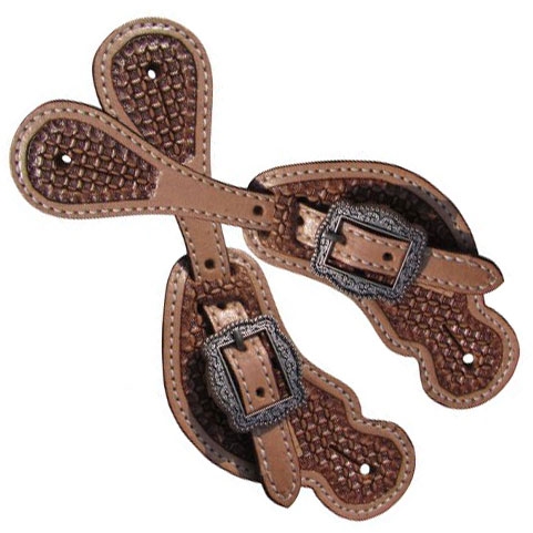 Showman® Youth Basketweave Tooled Spur Straps