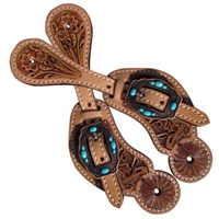 Showman® Youth Floral Tooled Spur Straps