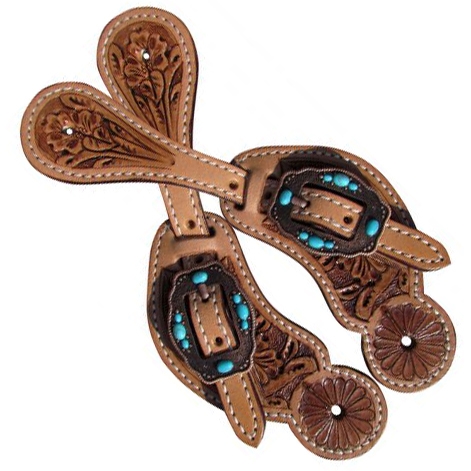 Showman® Youth Floral Tooled Spur Straps
