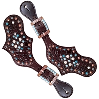 Showman® Ladies Faux Gator Overlay Spur Straps