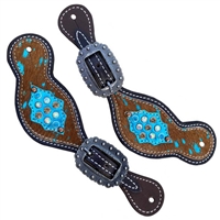 Showman® Ladies Cowhide Spur Straps w/Teal Accent