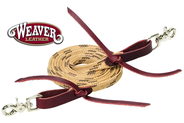 Weaver® Flat Braided Waxed Roping Reins-Tan & Brown