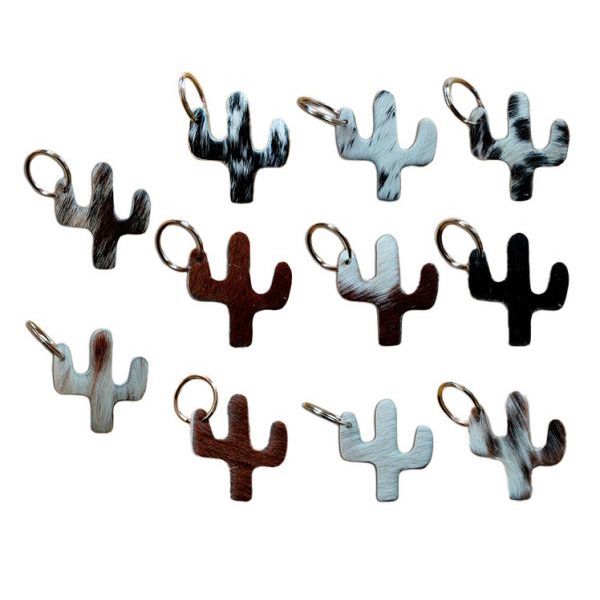 Ranchmans Hair-On Hide Cactus Key Chain