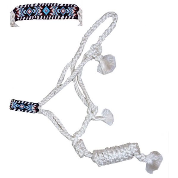 Showman® White Mule Tape Halter w/Teal & Black Southwest Bead