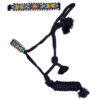 Showman® Black Mule Tape Halter w/Blue, Yellow & Red Bead