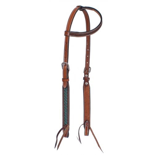 Showman® Turquoise Tooled Sliding Ear Headstall