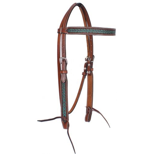 Showman® Turquoise Tooled Browband Headstall