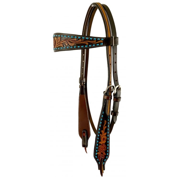 Showman® Two Tone Browband Headstall w/Turquoise