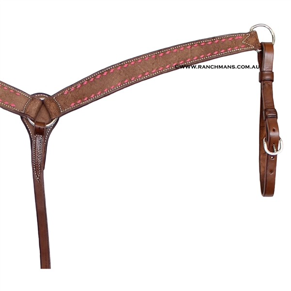 Ranchmans Frontier Collection Breast Collar w/Pink Buckstitch