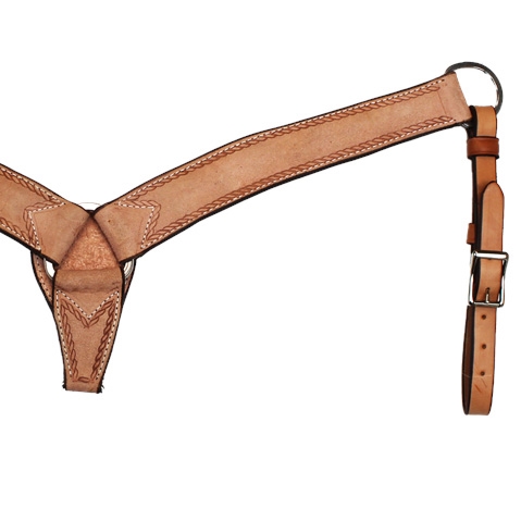 Ranchmans 2" Rough Out Rope Border Breast Collar-Natural