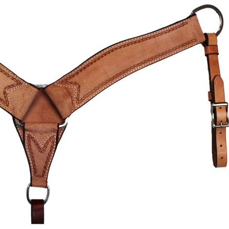 Ranchman's 2-3/4" Rough Out Rope Border Breast Collar-Natural