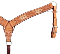 Ranchmans 2" Floral Tooled Natural Breast Collar